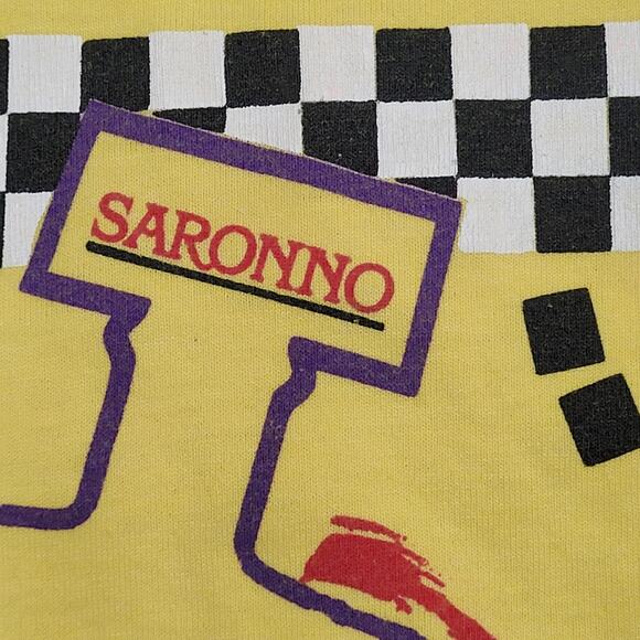 Vintage 80s Amaretto Disaronno Liqueur Shirt Medium 20x28 Yellow - Picture 7 of 12